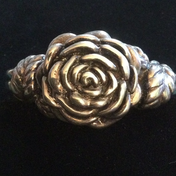 Big Vintage Sterling Silver Rose Bracelet - Picture 2 of 11